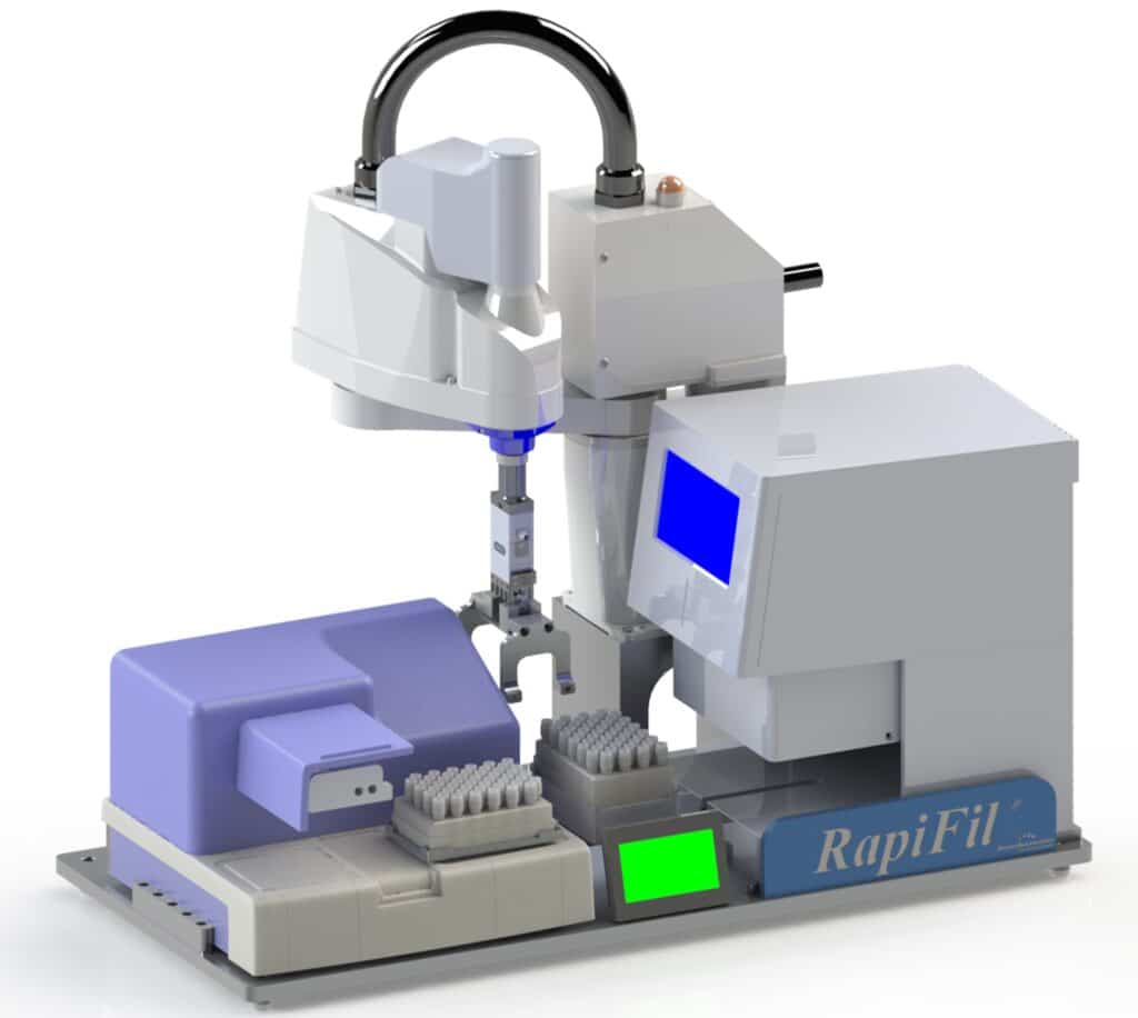 High Throughput: ~2.5 second/tube for a 48-tube rack Fully Automated Decapping and Recapping Aseptic Liquid Fill over a Range of 0.5 to 2500μL using an 8-Channel Detachable and Autoclavable Dispensing Cassette Minimal Dead Volume and Back-Flushing Reduces Reagent Costs Built-in Tracking System for Reliability and Cassette Lifetime Traceability Fits in a Standard Biosafety Cabinet